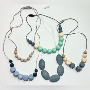 Teething Infant Necklaces - Four Silicone Necklaces for Teething Baby